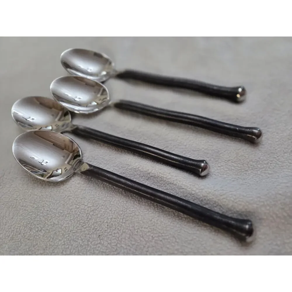Set 4 Gourmet Settings Exotique Platinum 18/10 Stainless LARGE SPOONS